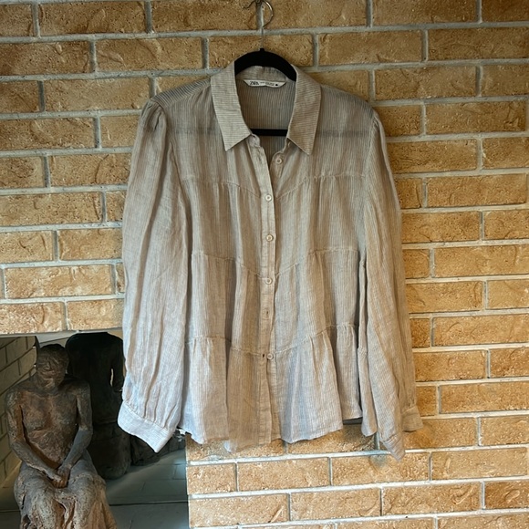 Zara Tiered Striped Shirt - Picture 2 of 7